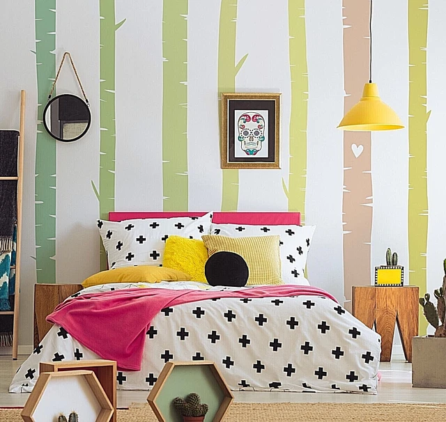 Colorful Birch Tree Wall Rainbow Wall Decals, Stickers, Wall Art Decoration 499