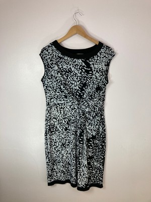 AA Studio Women's Dress 16W Sheath Black Speckled Sleeveless Twist Front Stretch