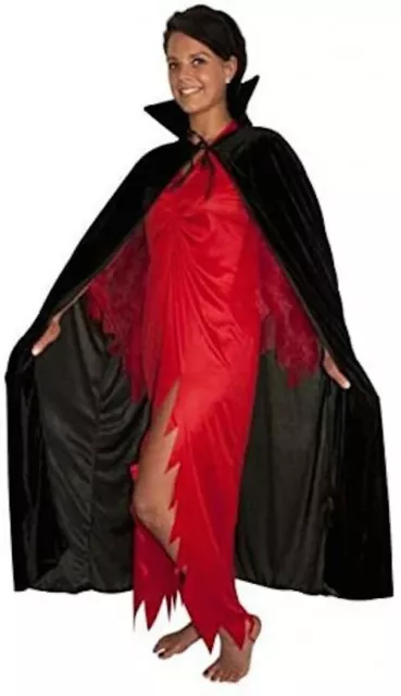 Halloween Black Velvet Cape Vampire Long Cloak Dracula Fancy Dress Costume Party