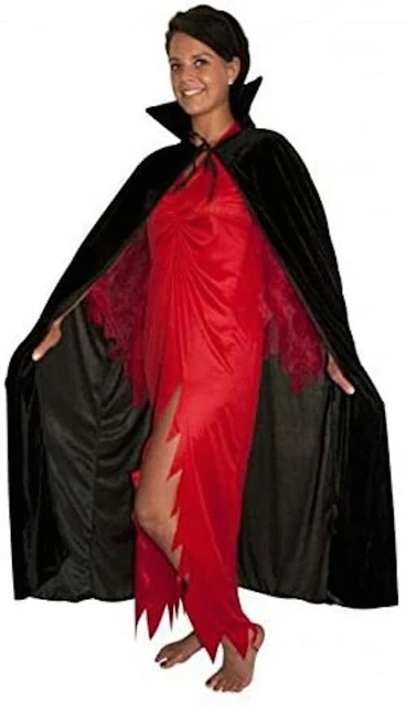 Cape De Vampire Réversible - Col Montant, Satin Rouge/noir - Kit Complet 35 Pièces Pour Halloween, Carnaval, Soirée Déguisée - 10