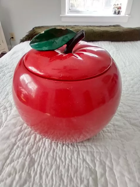 Vintage Large Red Apple Cookie Jar Between 8-9" Tall