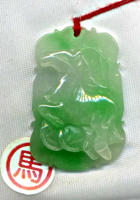 JADE PENDANT, hand carved Necklace, good green color