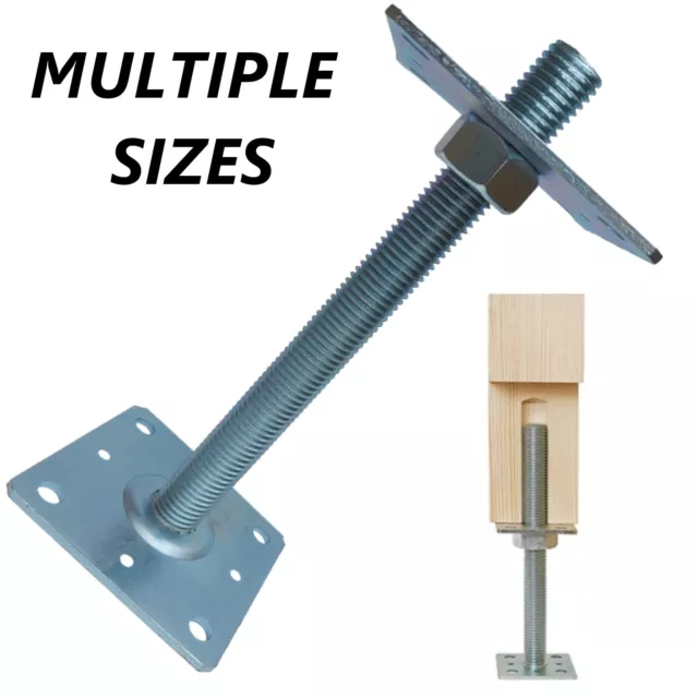 Heavy Duty Galvanised Adjustable Height Pergola Support Bolt-Down Base Post DIY