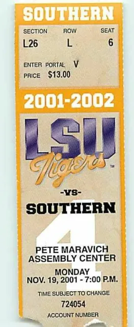 Ticket College Basketball Southern 2001 - 02  11.19 - LSU Tigers