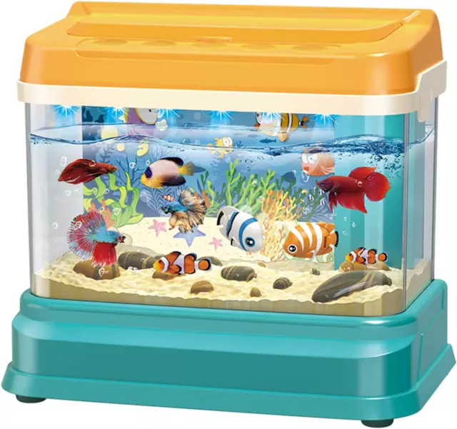 Mini Aquarium for Kids Fishing Toys Artificial Fish Tank with Moving Fish