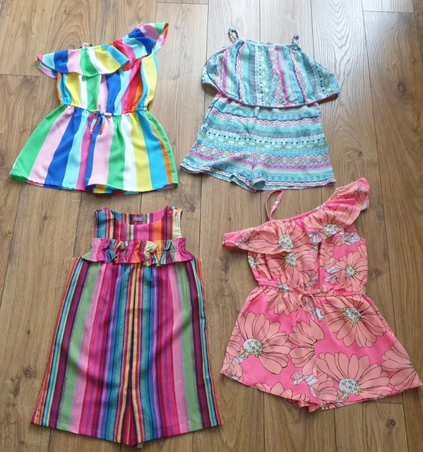 Girls Monsoon & Next Summer Rainbow Jumpsuit Playsuit Bundle All 4 Years 3-4 4-5