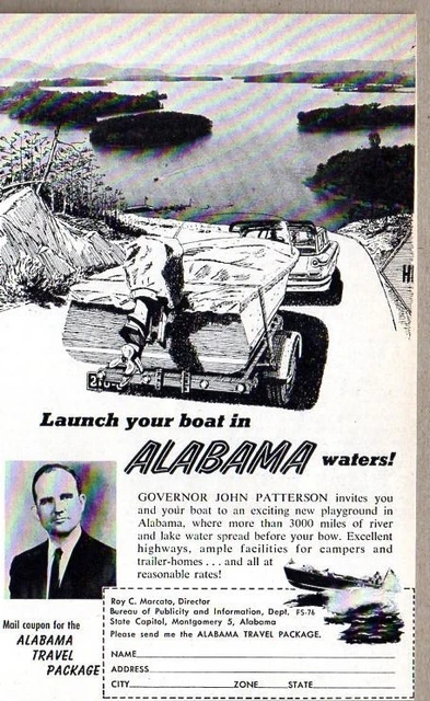 1960 Print Ad Alabama Travel Launch Your Boat in Alabama Waters