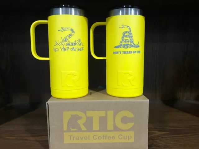 RTIC 16 Oz Stainless Steel Travel Coffee Cup Laser Etched Tumblers/Mugs