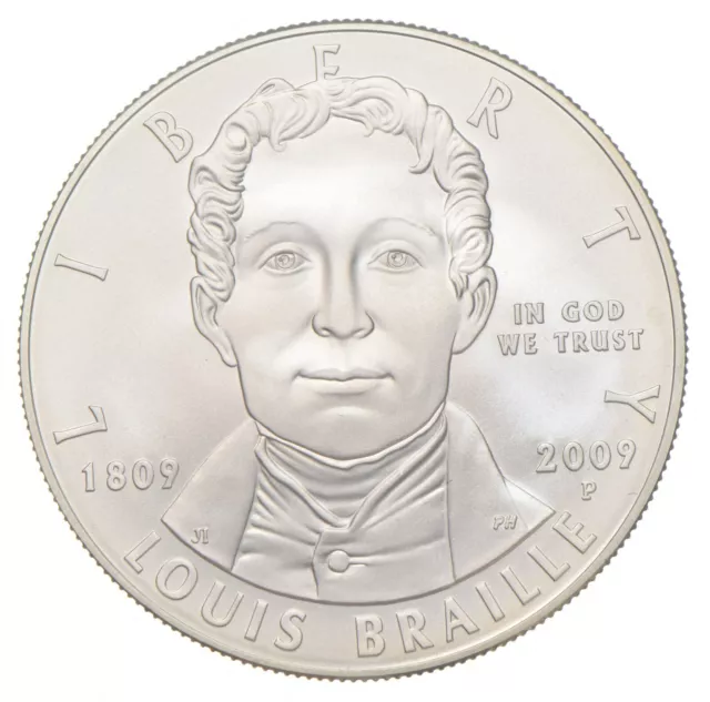 2009-P Unc Louis Braille Commemorative Silver Dollar $1 *0981