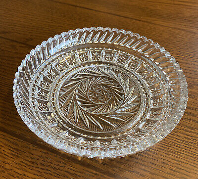 Vintage American Brilliant Cut Glass Round Berry Bowl Sawtooth Edge 5.5"