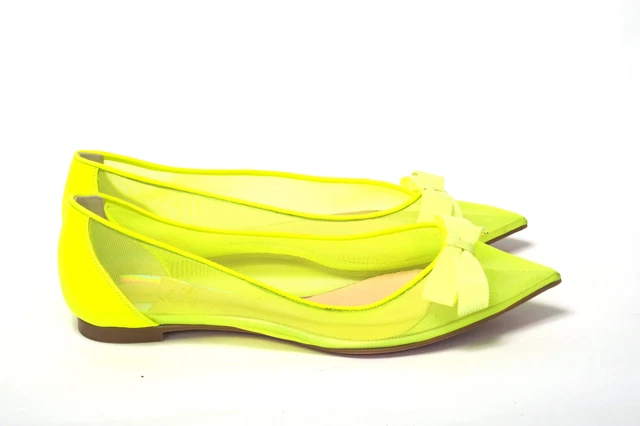 CHRISTIAN LOUBOUTIN FLUO Jaune Plat Point Orteil Femmes Chaussure Authentique EUR 378 42 PicClick FR
