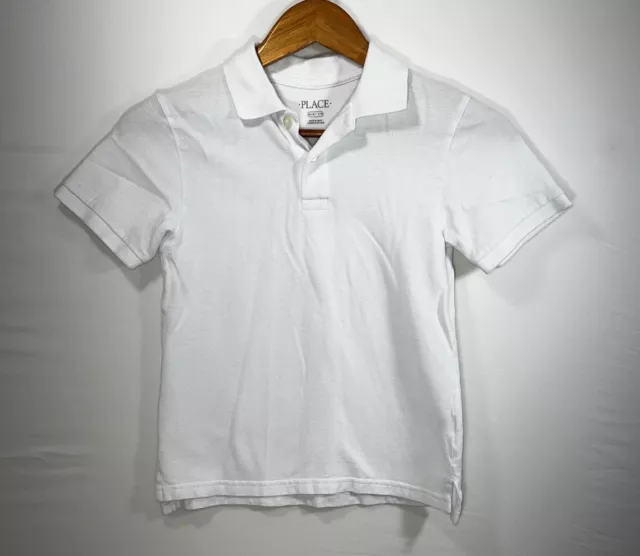 The Childrens Place Boys Polo Shirt Size Medium 7/8 White Short Sleeve