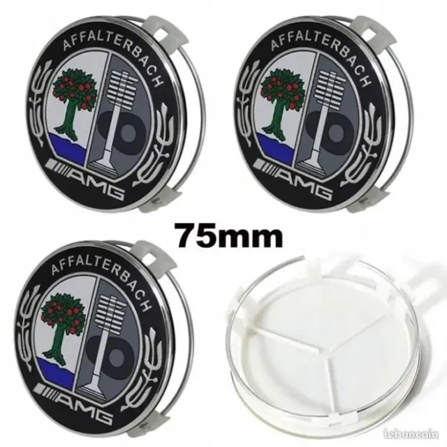 4X Mercedes AFFALTERBACH Colour Alloy Wheel Hub Centre Caps Emblem Badge 75MM