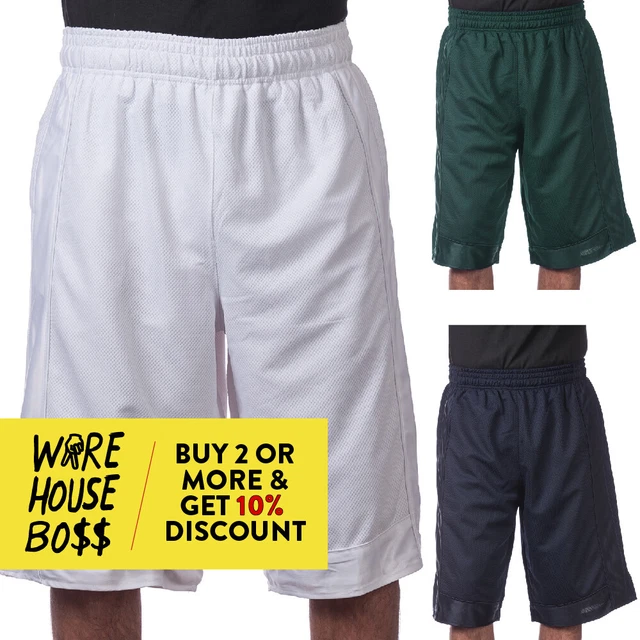 VISION MENS PLAIN Basketball Shorts Casual Heavyweight Mesh Shorts Gym