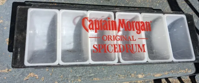 Rare Bar Qual Captain Morgan Condiment Bar Garnish Tray With Lid - 6 Compartment