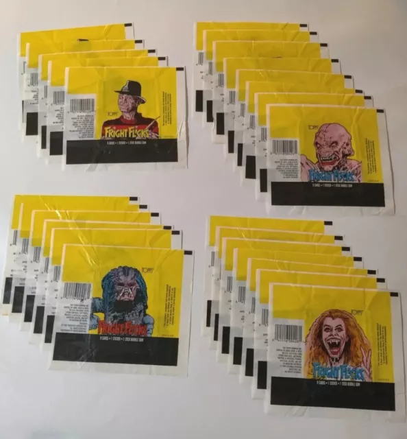 26x Vtg Fright Flicks 1985-88 Trading Card Sticker WAX WRAPPERS - WRAPPERS ONLY