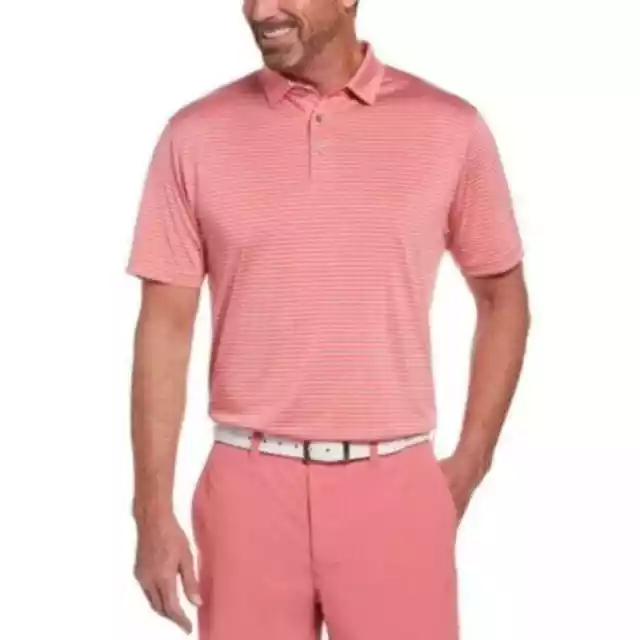 PGA TOUR MEN'S Single Feeder Striped Polo Shirt Rapture Rose Size XXL ...
