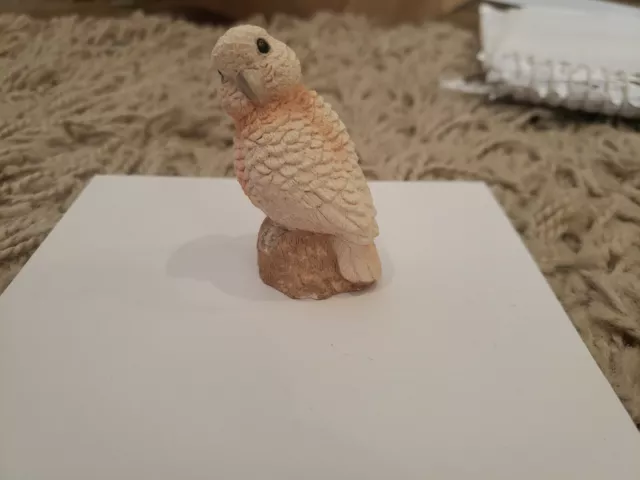 2" Ceramic Pink and White Parrot Cockatoo Figurine