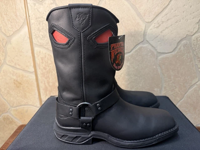 MEN’S SQUARE TOE Harness Roper Work Boot Biker Boot Size 10 D Leather ...