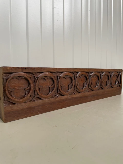 A Beautiful French Architectural Gothic Revival Carving/pediment in oak (1)