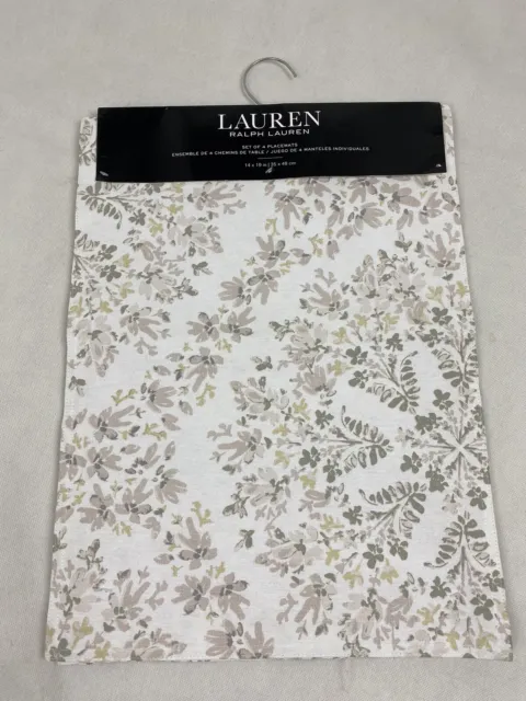 Lauren Ralph Lauren Placemats Set of 4  100% Cotton 14 x 19 Inches Floral New