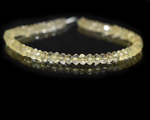4MM A++Natural Lemon Quartz Faceted Rondelle Gemstone 6.5" Beads Jewelry making