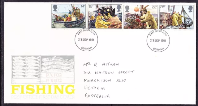 Great Britain 1981 Fishing Industry FDC Durham to Victoria