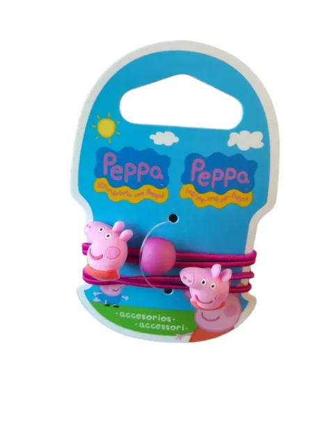 Set 2Pz Accessori Per Capelli Elastici Fermagli Peppa Pig  Bambina  Accessori