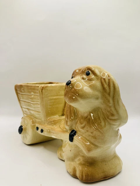 VTG Planter Spaniel Dog Pulling Cart Ready for Your Spring Flowers Houseplants VTG Planter Spaniel Dog Pulling Cart Ready for Your Spring Flowers Houseplants