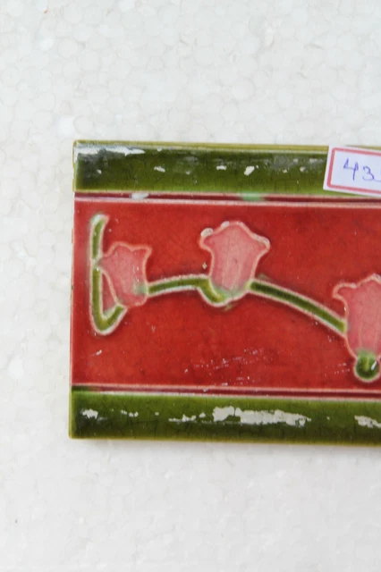 Japan antique art nouveau vintage majolica border tile c1900 NH4351 2