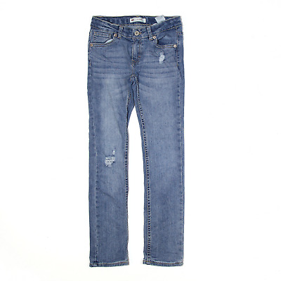 LEVI'S 711 Distressed Jeans Blue Denim Regular Skinny Stone Wash Girls W24 L26