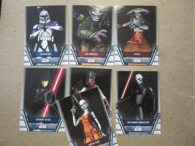Topps Star Wars Holocron, 7 Animated Trading Cards, Aurra Sing, Rex, Zeb, Embo