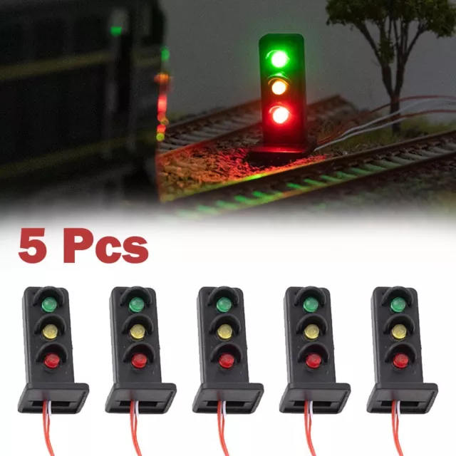 5 Stück LED Modellbahn Signale 3 Lichter Signal Lampe 27mm OO HO Maßstab