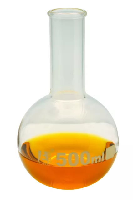 Boiling Flask, 500ml, Borosilicate Glass, Narrow Neck, Round Bottom - Eisco Labs
