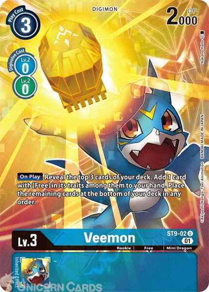 ST9-02 Veemon ungewöhnliche Folie alternative Kunst Digimon Karte: PB13: Royal Knights B