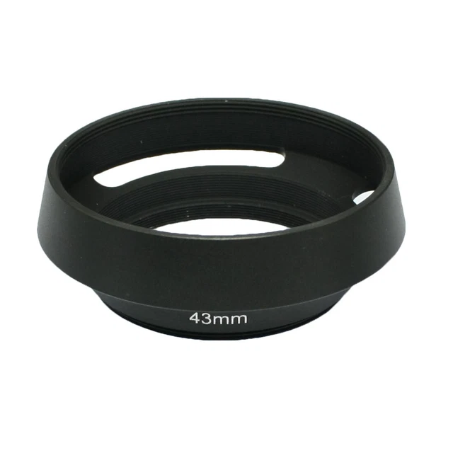 Black Screw Mount Screw-in Vented 43mm Metal Hood Lens