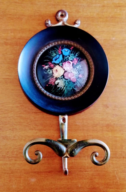 Gancio appendiabiti in bachelite e ottone - art nouveau stile liberty anni '40