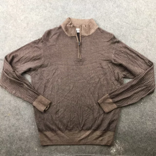 Peter Millar Sweater Mens XL Brown 1/4 Zip Long Sleeve Merino Wool Golf *