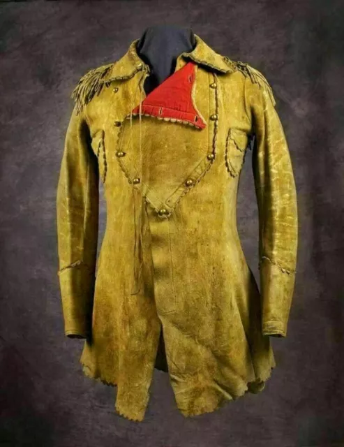 Men's Indian Native American Buckskin Suede Leather War Shirt