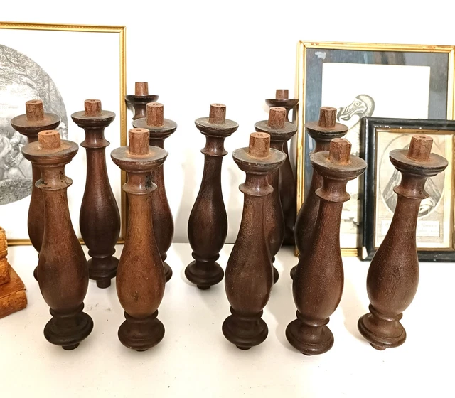 15 turned wood spindle Antique baluster column Furniture Architecture Tall 6.18"