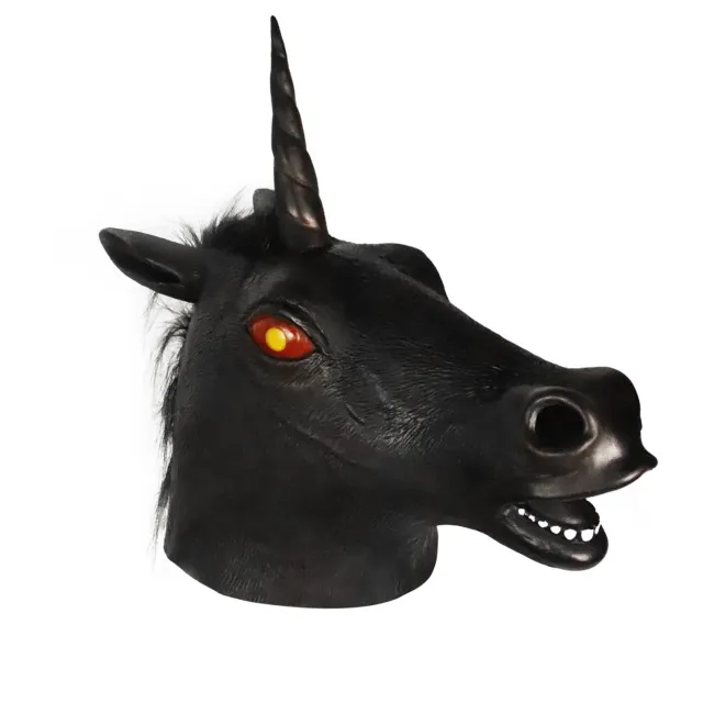 Divine Beast Black Pet Black Unicorn Mask Head Cover Animal Halloween Party Ban