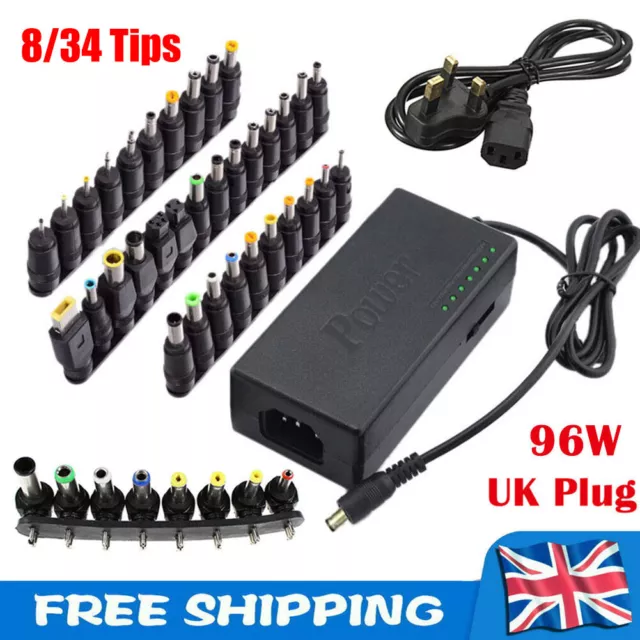 96W Universal Power Supply Charger 12V-24V DC Connectors Adapter For PC Laptop