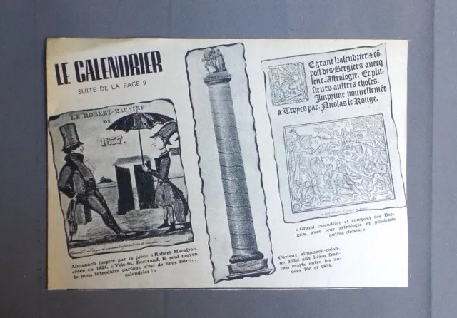 Publicite Ancienne Advert Clipping 101017 / Calendrier Almanach Robert Macaire