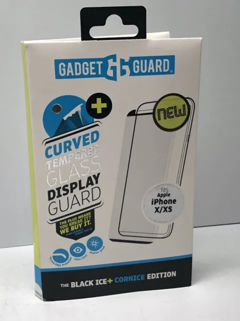 *NEW* Gadget Guard iPhone X / XS Black Ice Plus Cornice Curved Tempered Glass