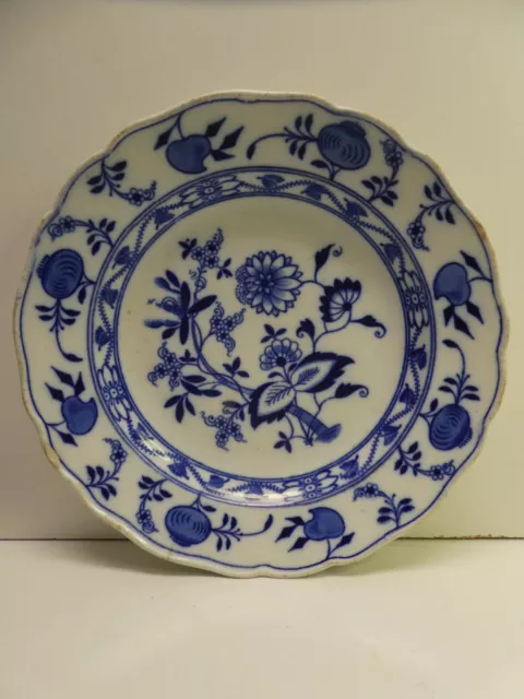 Antique Bwm & Co Meissen Hand Painted Blue Onions Plate