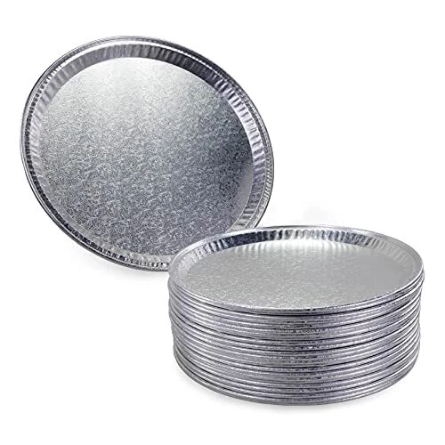IDL Packaging 12" Flat Aluminum Foil Plate with Ornament Pack of 25 - Round A...