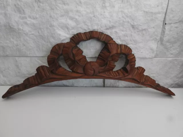 Ancien Fronton en Bois sculpté Meuble Noeud Corniche  Cadre Horloge Boiserie