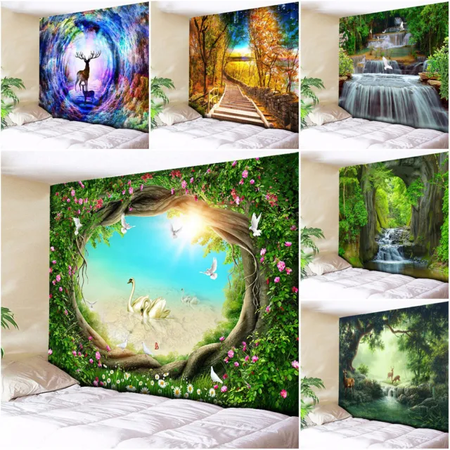Large Magic Forest Tapestry Animal Wall Hanging Bedspread Blanket Background Art