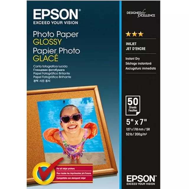 50 Sheets Epson Glossy 200gsm 5R Inkjet Photo Paper 5"x7"