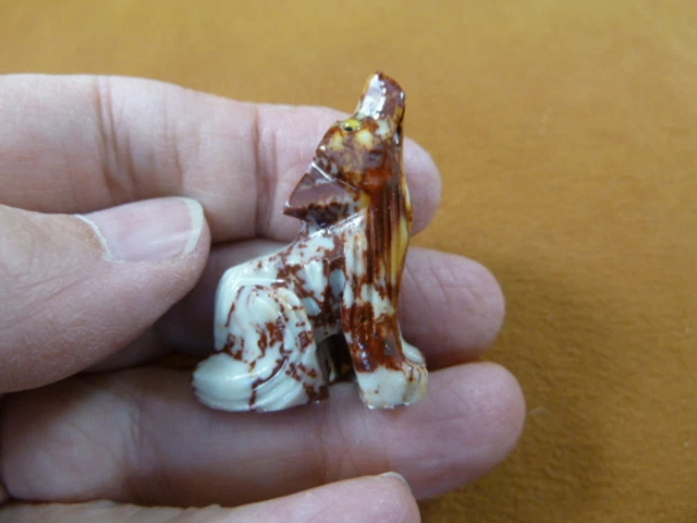 Y-COY-24) little red white COYOTE wolf wild dog SOAPSTONE stone PERU FIGURINE
